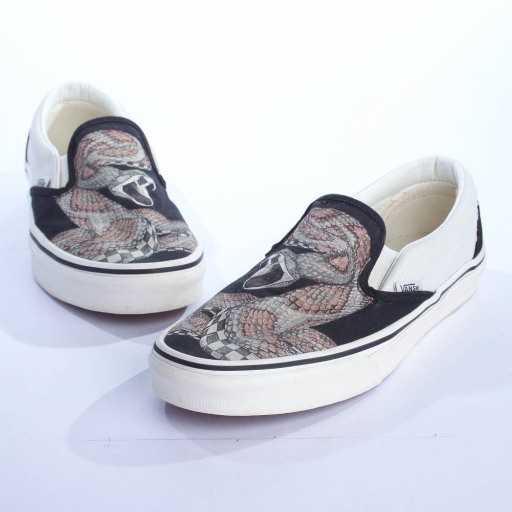 Vans Desert Snake Slip On Shoes Black Reptile Rattlesnake Rare Size 7.5 M, 9 W